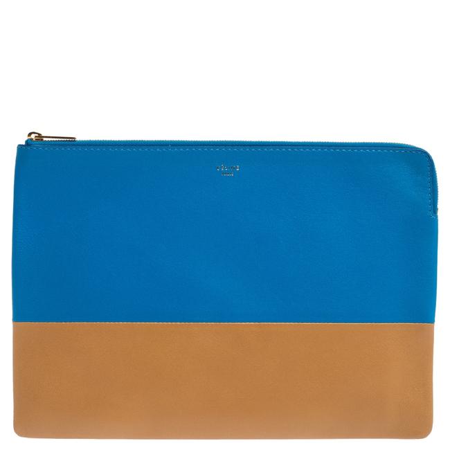 Celine Solo BlueBrown Leather Clutch
