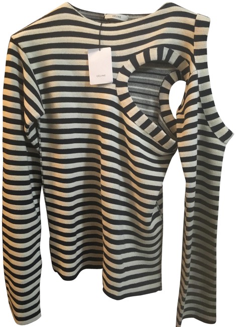 Celine Tan and Black Stripe Sweater