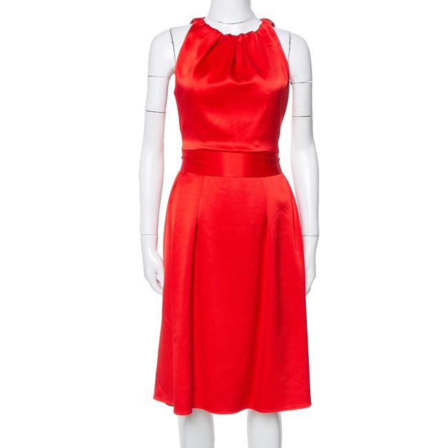 Celine Tie Red Satin Open Back Bow Waist