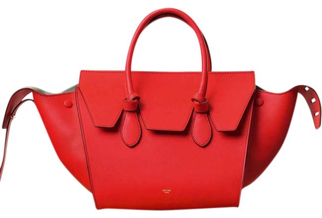 Celine Tie Small Knot Tote Dark Red Calf Skin Leather Satchel