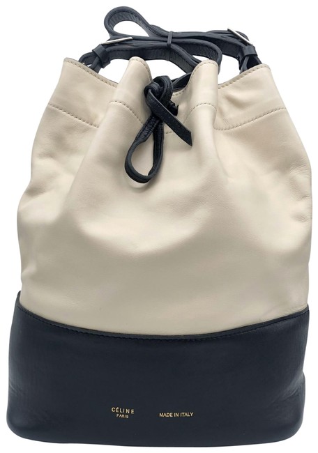 Celine Tote Bag Navy and Ivory Leather Satchel