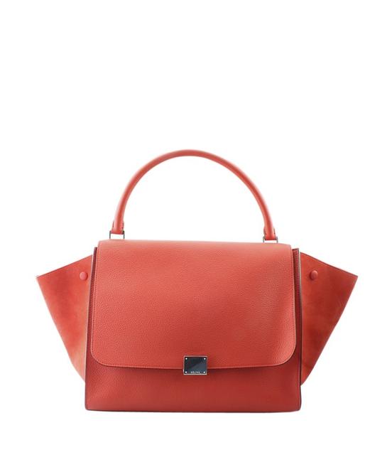 Celine Trapeze 156041 Orange Leather Satchel