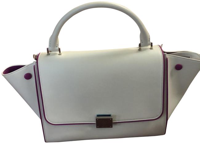 Celine Trapeze 2way White Calfskin Satchel
