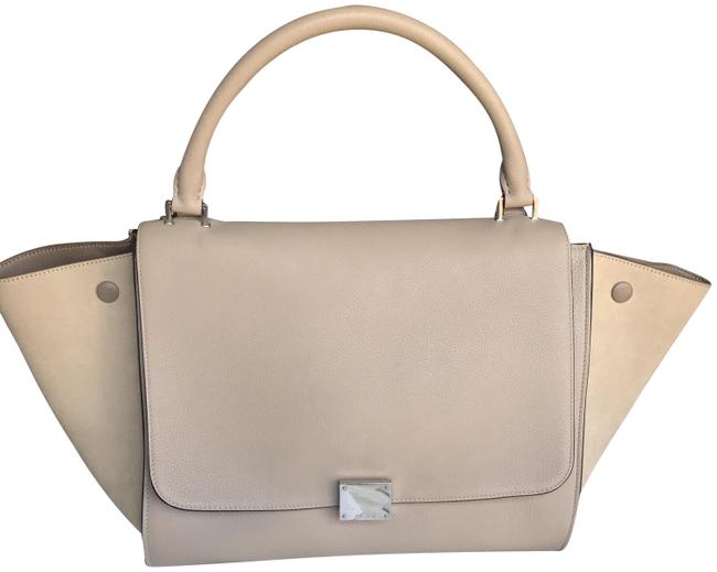 Celine Trapeze Beige Leather and Suede Satchel