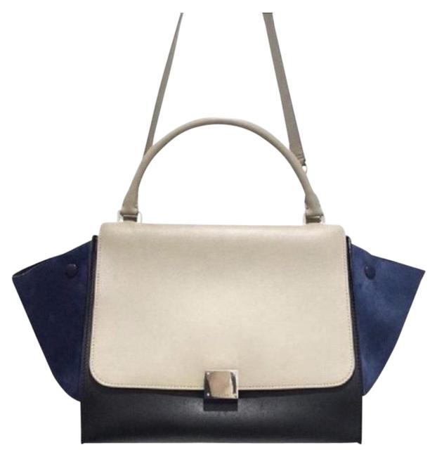 Celine Trapeze Black Blue Beige Satchel