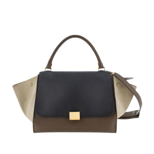 Celine Trapeze Blue Leather Satchel