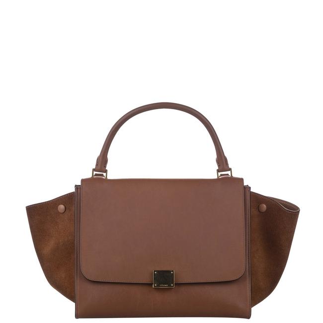 Celine Trapeze Brown Leather Medium Bag Satchel