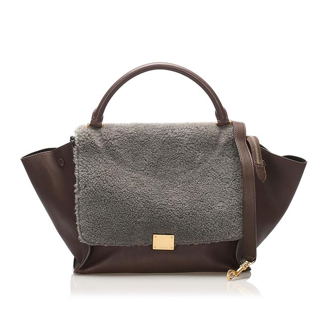 Celine Trapeze Brown Leather Satchel