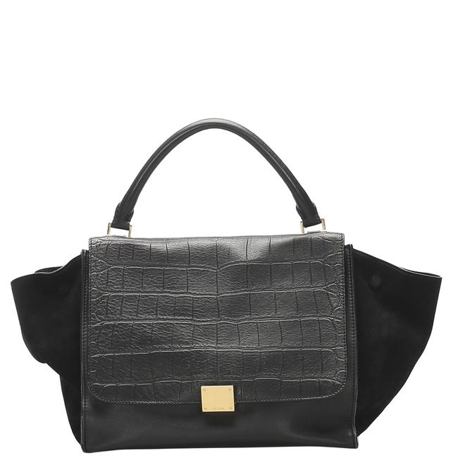 Celine Trapeze Embossed Leather Bag Satchel
