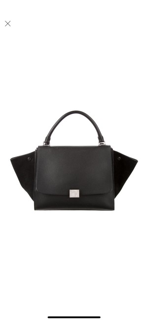 Celine Trapeze Medium Black Leather Satchel