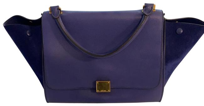 Celine Trapeze Medium Blue LeatherSuede Satchel
