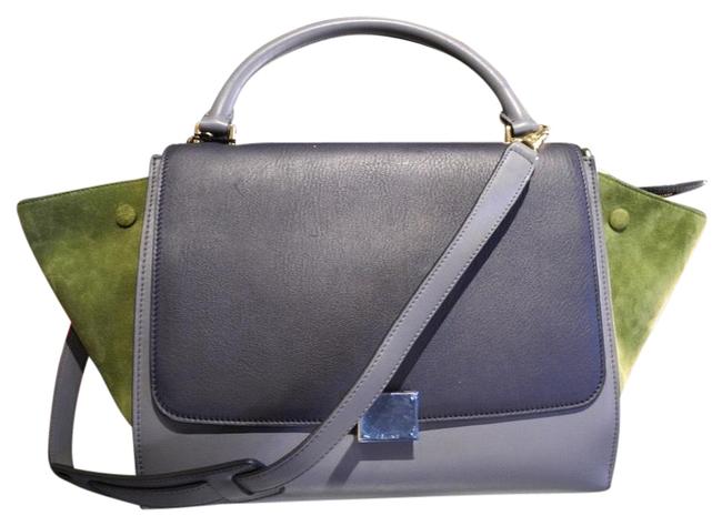 Celine Trapeze Medium BlueGreen Multi Suede Leather Satchel