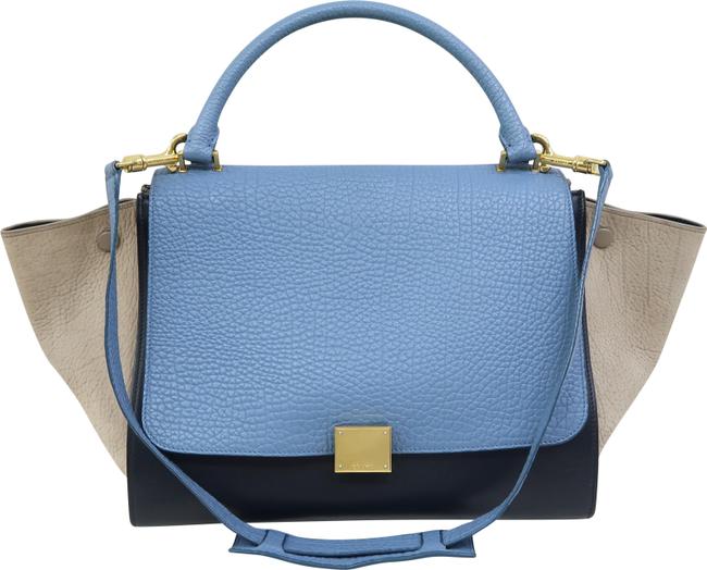 Celine Trapeze Medium Calfskin Leather Tricolor Satchel