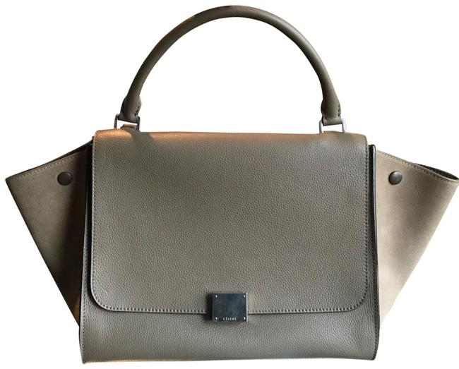 Celine Trapeze Medium Clay Suede Leather Satchel