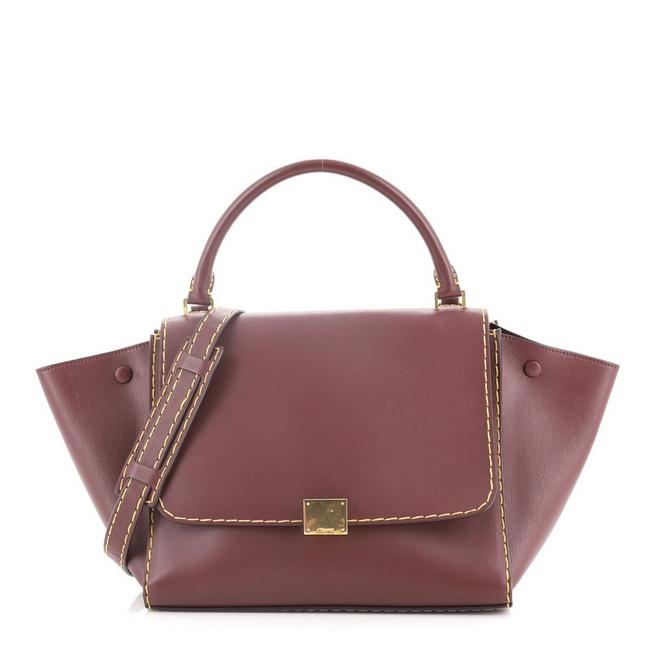 Celine Trapeze Medium Red Leather Satchel