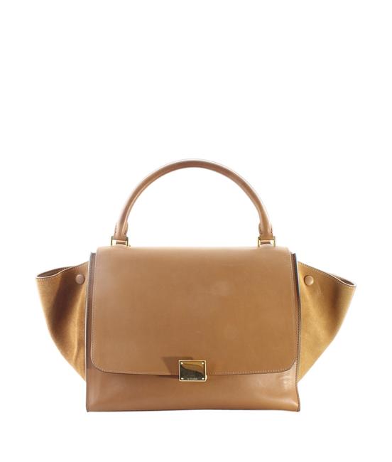Celine Trapeze Medium Suede 159439 Tan Leather Satchel