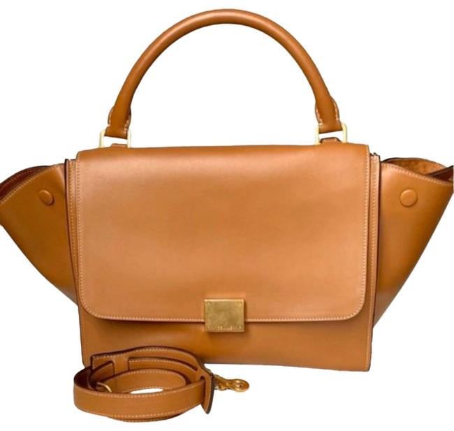 Celine Trapeze Medium Tan Leather Satchel