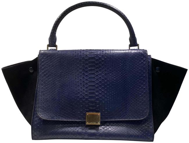 Celine Trapeze NavyBlack Python Satchel