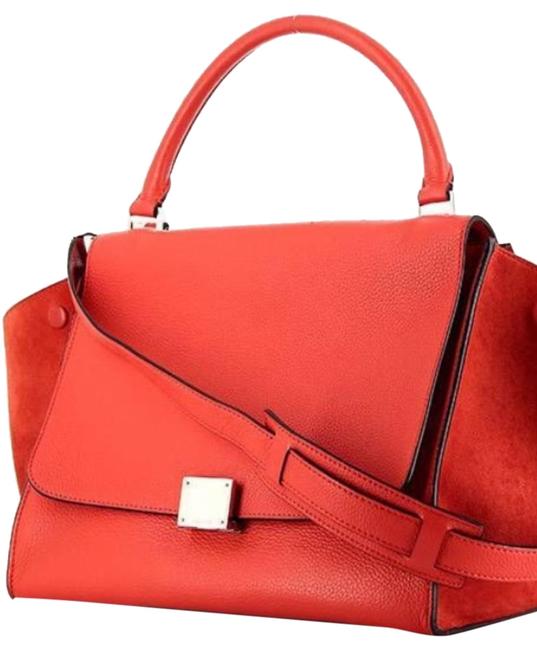 Celine Trapeze Orange Leather Satchel