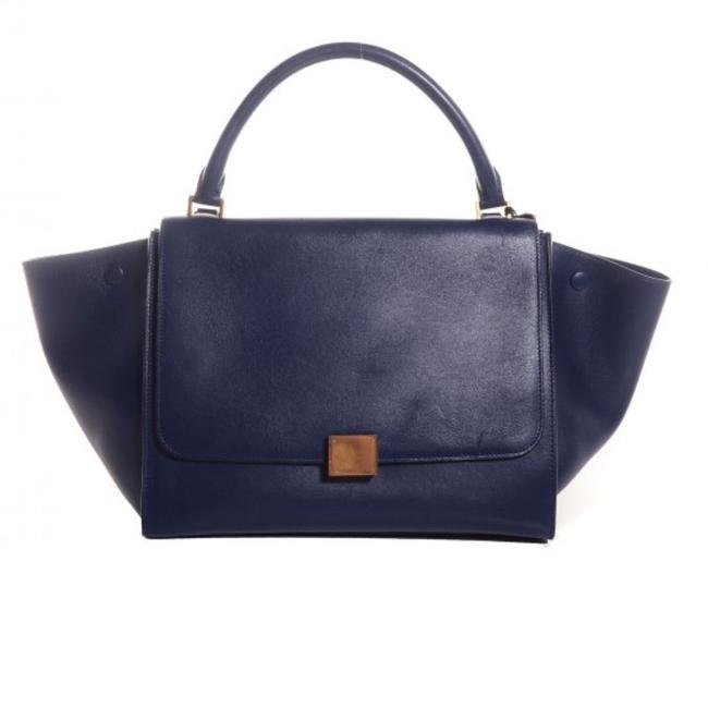 Celine Trapeze Palmalato Blue Leather Satchel