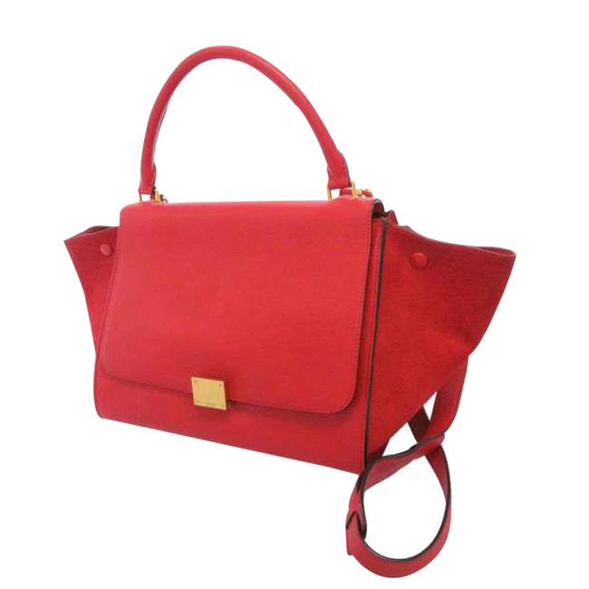 Celine Trapeze Red Leather Bag Satchel