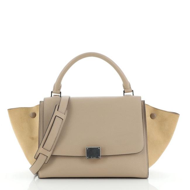 Celine Trapeze Small Neutral Leather Satchel