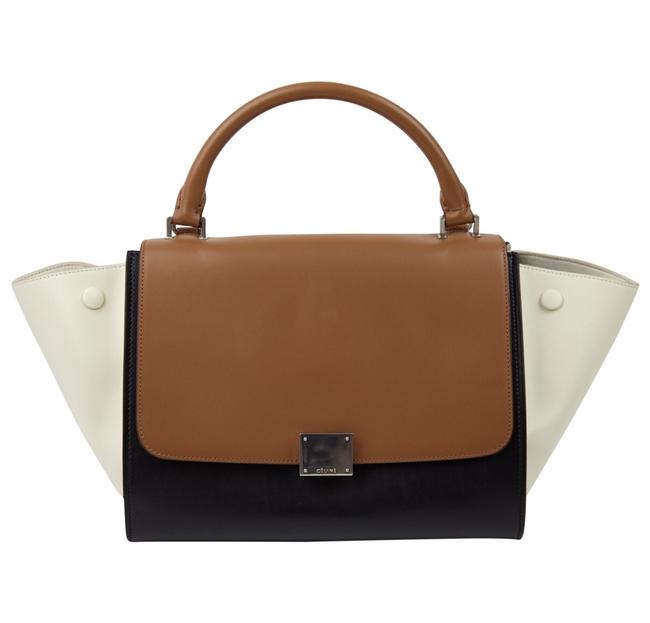 Celine Trapeze Tri color: Black Brown and Cream Leather Satchel