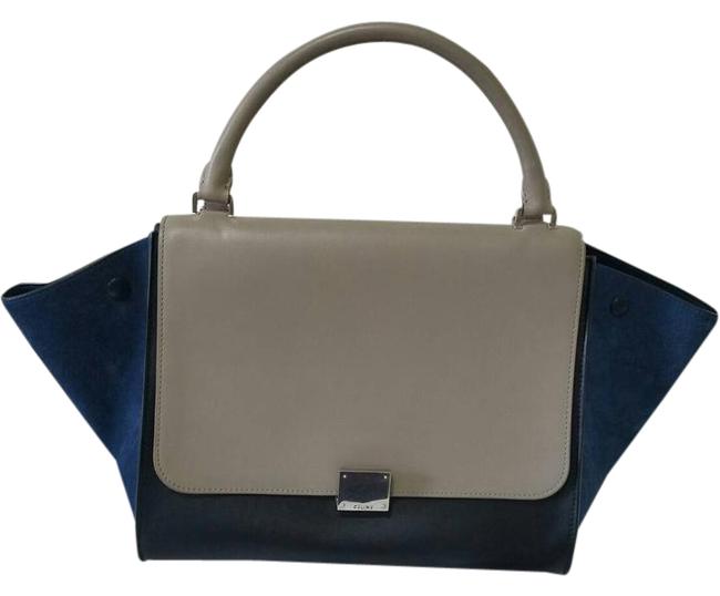 Celine Trapeze Tri Color celine Deepsea Leather Suede Satchel