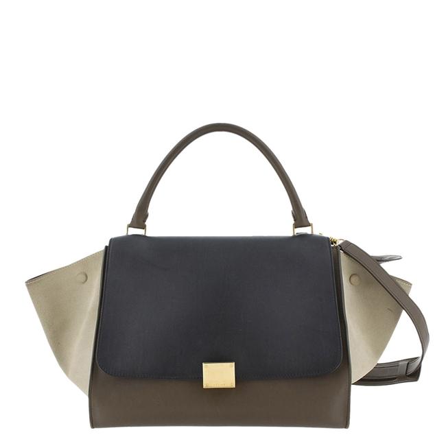 Celine Trapeze Tricolor Leather Bag Satchel