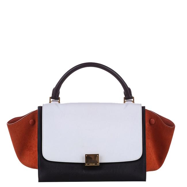 Celine Trapeze Tricolor LeatherSuede Medium Bag Satchel