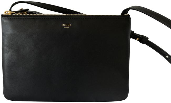 Celine Trio Black Lambskin Leather Cross Body Bag