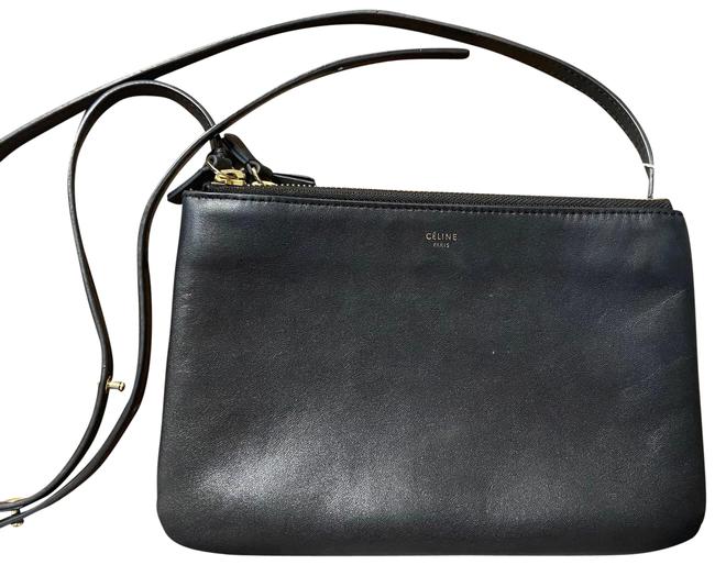 Celine Trio Black Leather Cross Body Bag