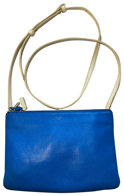 Celine Trio Blue and White Leather Cross Body Bag