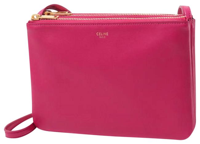 Celine Trio Fuschia Leather Cross Body Bag