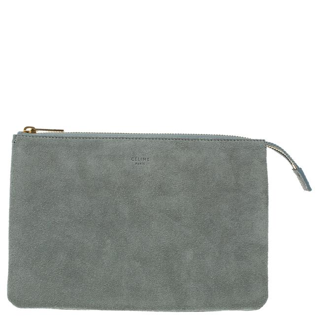 Celine Trio Grey Suede Zip Clutch
