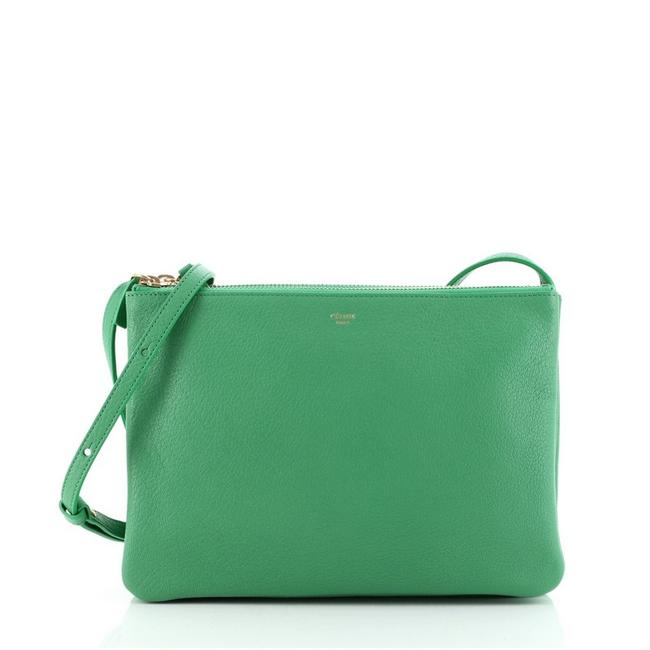 Celine Trio Large Green Leather Cross Body Bag