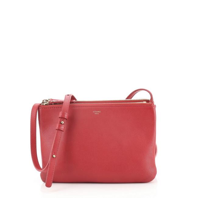 Celine Trio Small Red Leather Cross Body Bag