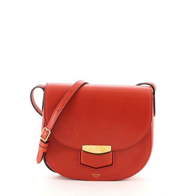 Celine Trotteur Calfskin Small Red Leather Cross Body Bag