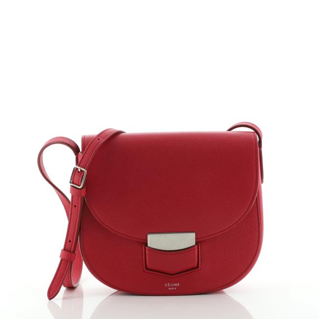 Celine Trotteur Grainy Small Pink Leather Cross Body Bag