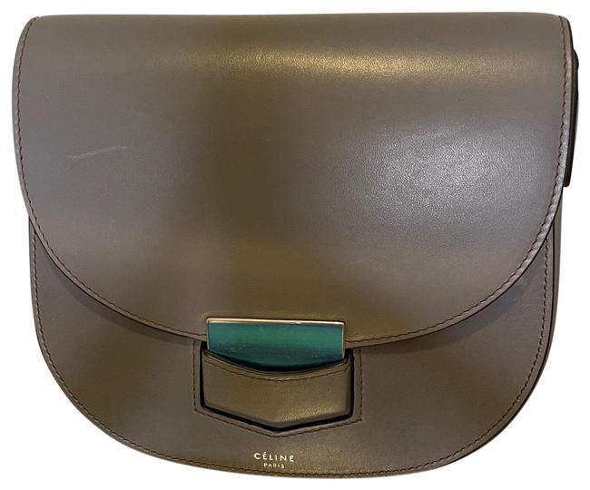 Celine Trotteur Gray Calfskin Leather Cross Body Bag