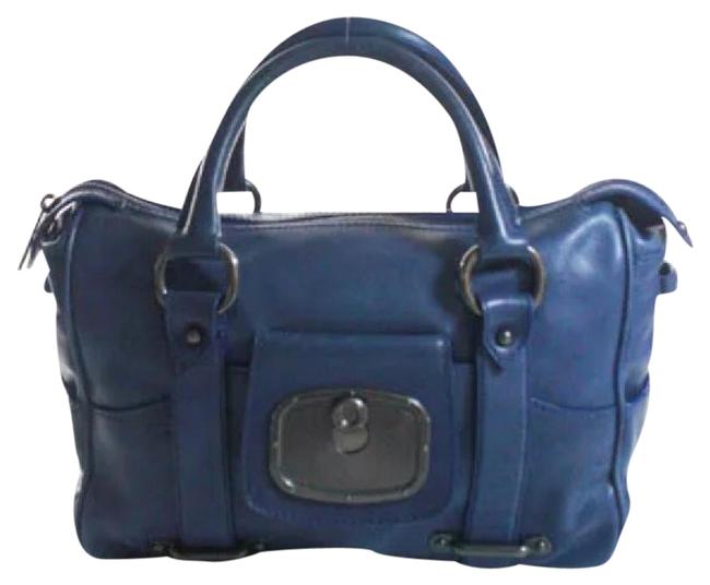Celine Verdine Icon Blue Leather Satchel