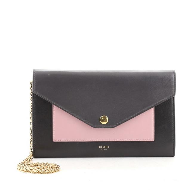 Celine Wallet on Chain Pocket Envelope Large Blue Leather Cross Body Bag