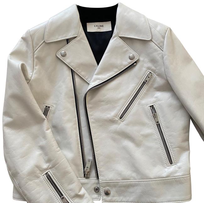 Celine White Biker Padded Calfskin Jacket6 S