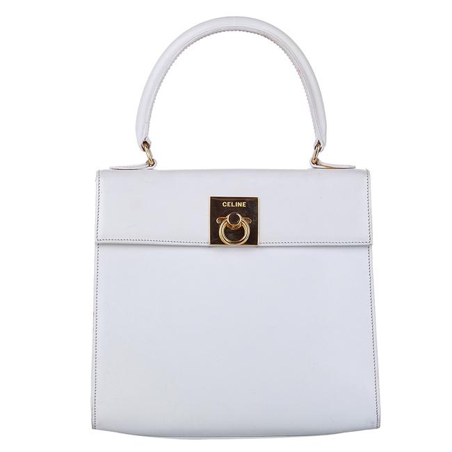 Celine White Leather Bag Satchel