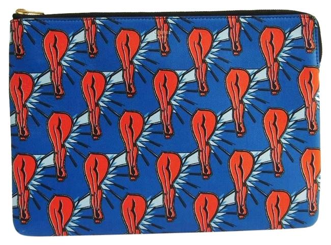 Celine Womens BlueOrange Leather Clutch