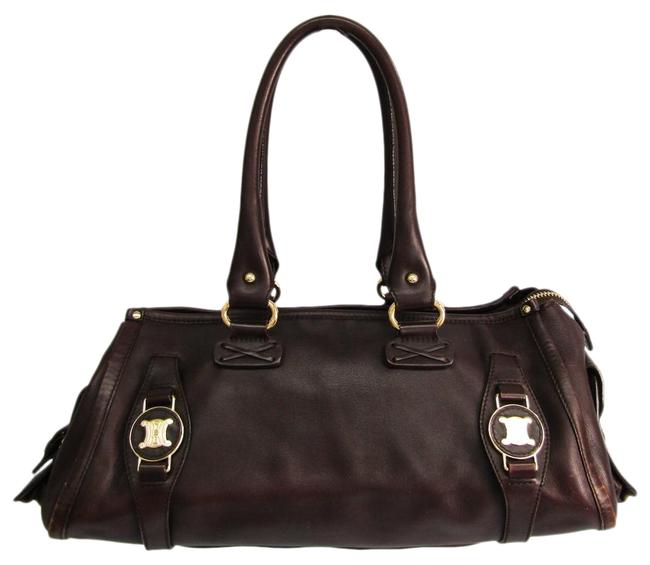Celine Womens Handbag Dark Brown Leather Satchel