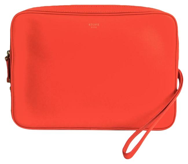 Celine Womens Orange Leather Clutch