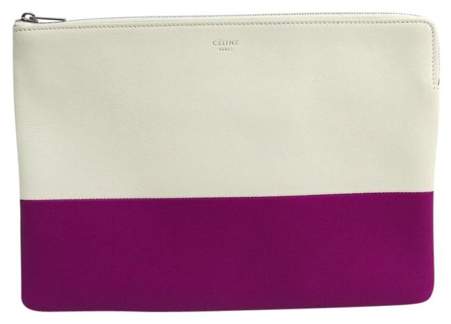 Celine Womens PurpleWhite Leather Clutch