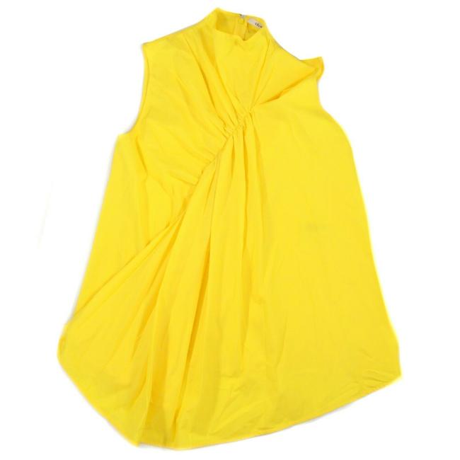 Celine Yellow Origami Phoebe Philo Sleeveless Cinched 36 Blouse4 S
