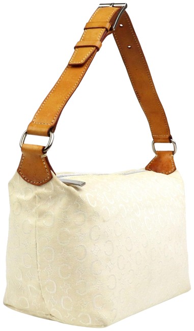 Celine Adjustable White Macadam Canvas Leather Shoulder Bag